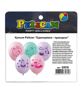 Шарики Pelican 12" (30см) "Единорожки*принцессы" 1-стр 10шт Разноцветный Pelican (828539)