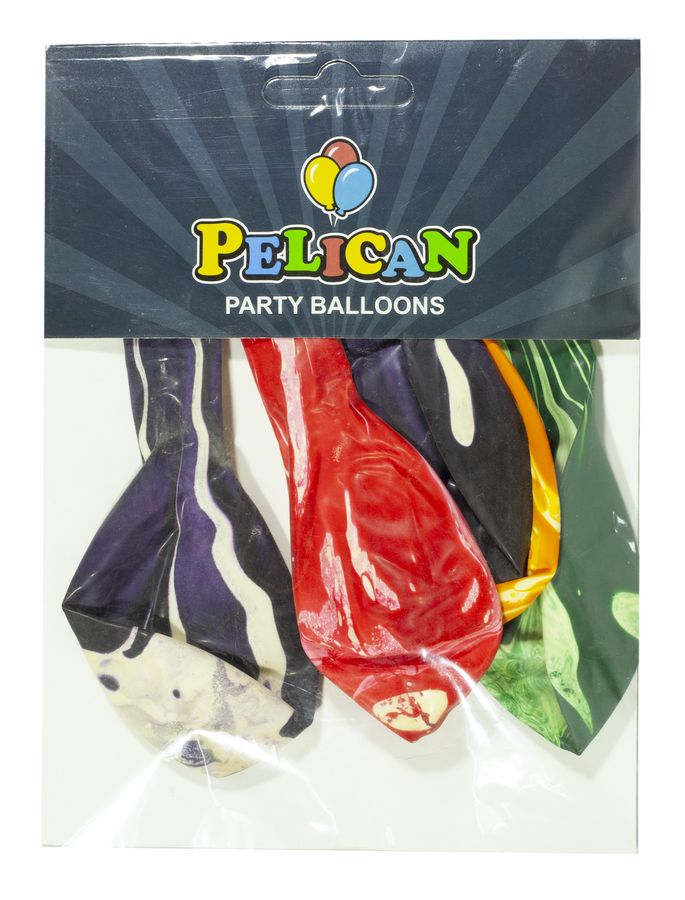 Шарики Pelican 12' (30 см), агат ассорти, 5шт/уп Разноцветный Pelican (8256888/1205-6888)