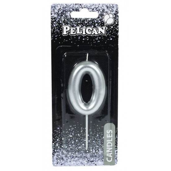 Свічка для торта Pelican "0" СРІБЛО 6см Срібний Pelican (866020)