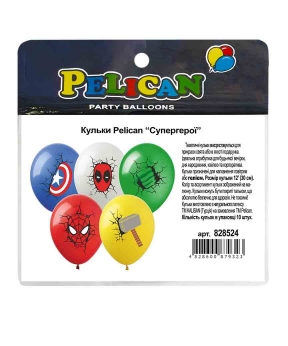 Шарики Pelican латексные 12"(30сm) "Супергерои" 1-стр. 10шт Разноцветный Pelican (828524)