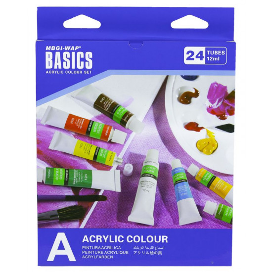 Фарби акрилові "Basics " Plastic-tub 24кол. 12мл. (EA2412C-3)