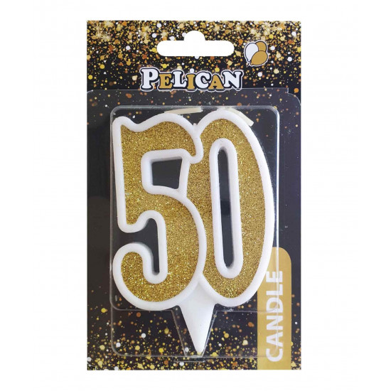 Свеча юбилейная для торта Pelican "50" ЗОЛОТО 7см Золотой Pelican (867150)