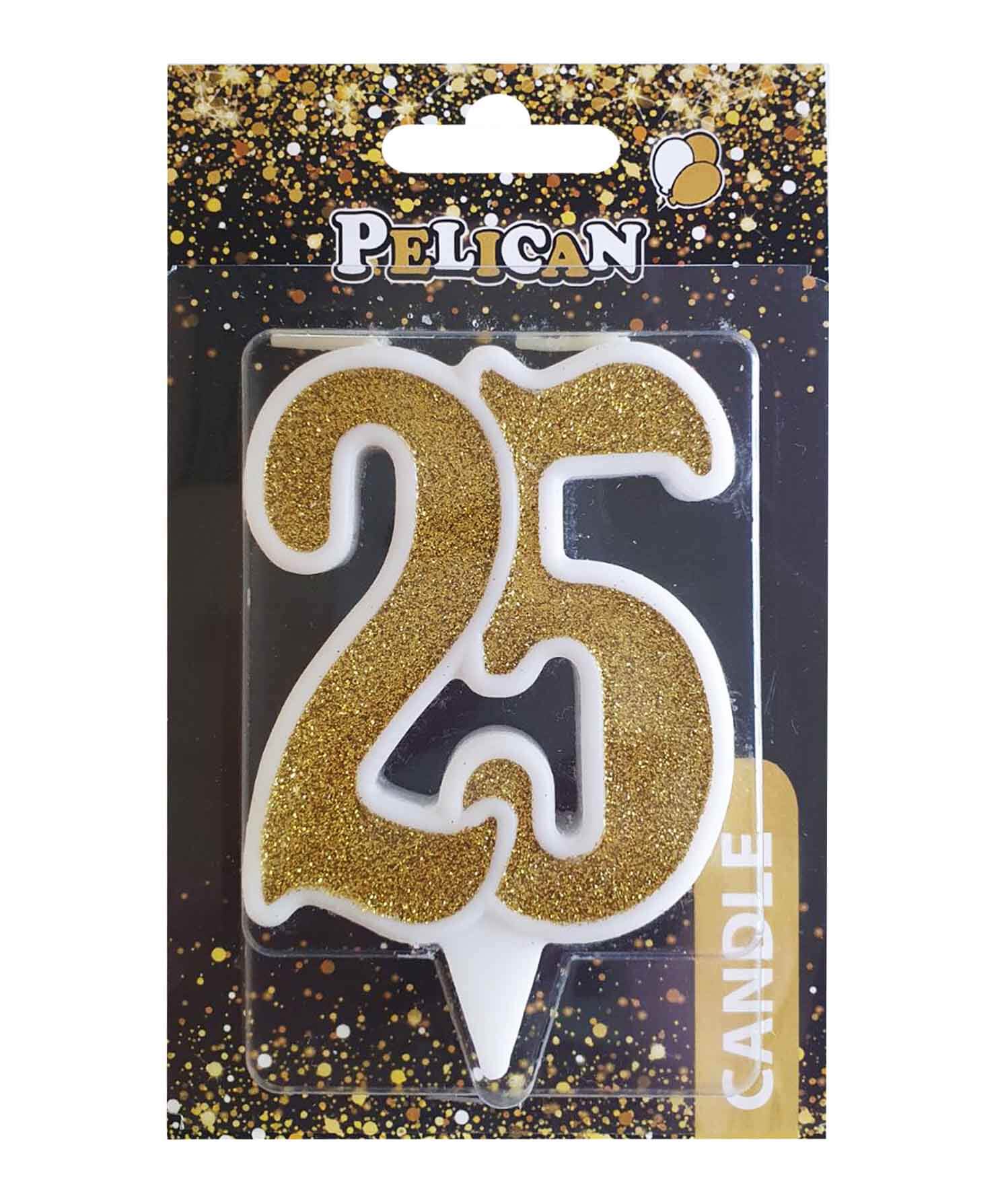 Свеча юбилейная для торта Pelican "25" ЗОЛОТО 7см Золотой Pelican (867125)