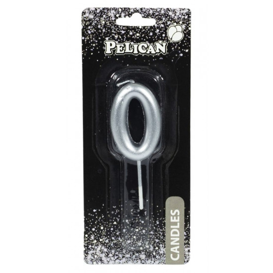 Свічка для торта Pelican, "0" СРІБЛО 4,5см Срібний Pelican (864520)