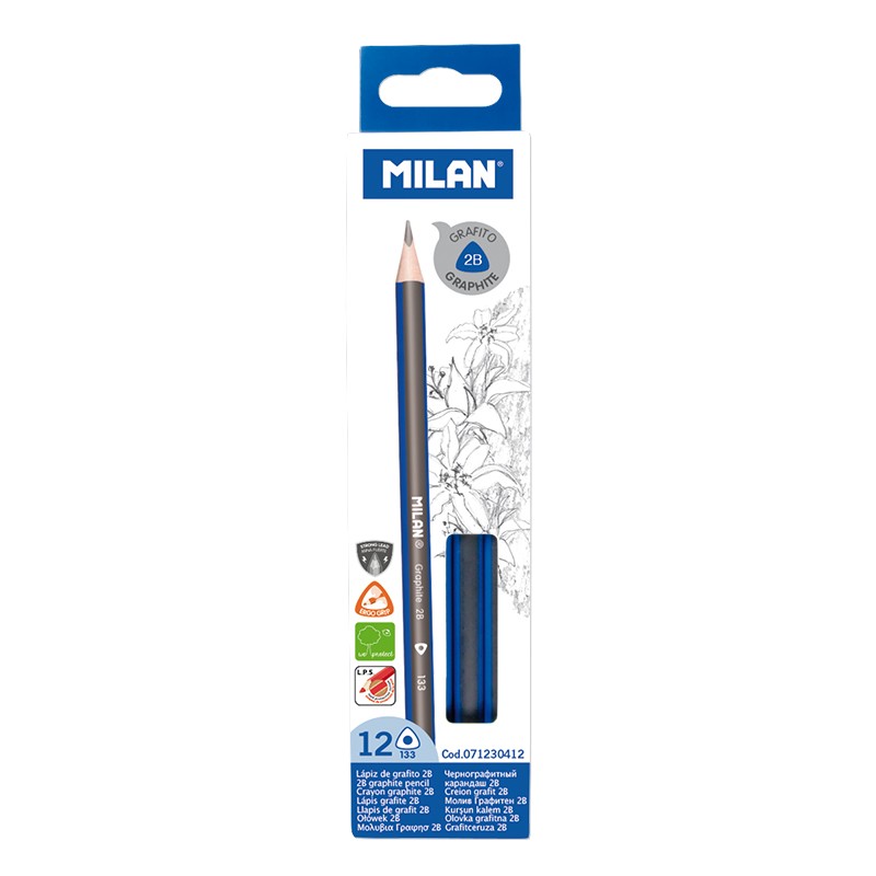 Олівець ч/гр, трикутний 2ВTM "MILAN" 12шт., D2,4mm Milan (071230412)