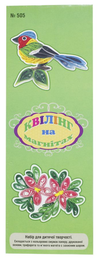 Набір для квілінгу 3мм. з магнітом 140 стрічок "Пташка на гілці + рожева квітка" Unison (505)