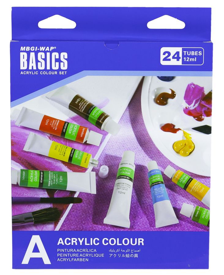 Фарби акрилові "Basics " Plastic-tub 24кол. 12мл. (EA2412C-3)