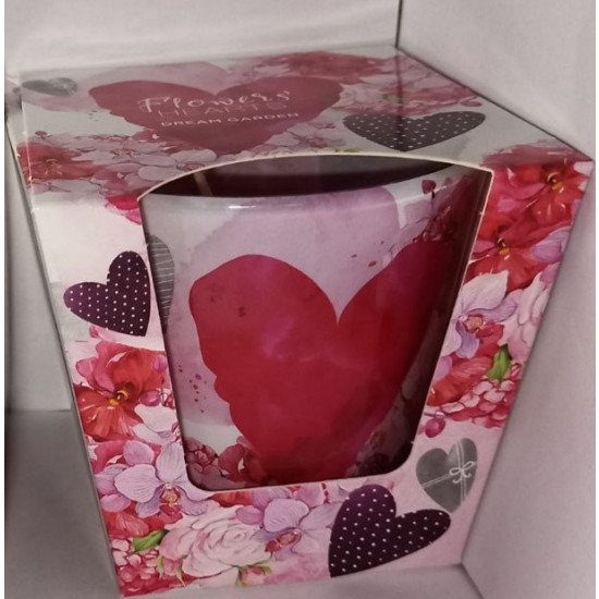 Свічка ароматична "Flowers Hearts"   (Сад мрії),  час горіння 30годин, 8см (57998)