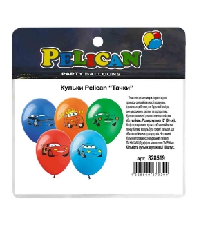 Кульки Pelican 12"(30сm) "Тачки" 1-стор 10шт Різнокольоровий Pelican (828519)