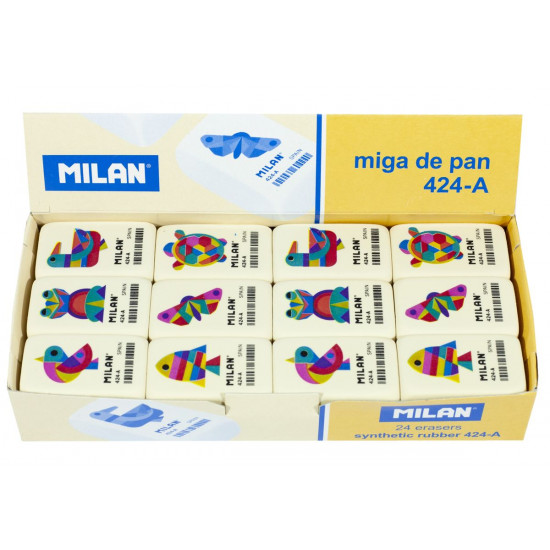 Гумка прямокутна біла  "TM MILAN" 3,9x2,3x1,3смсм, інд. уп.,mix (424CMM)