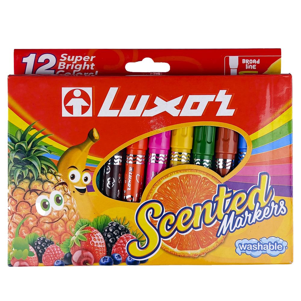 Набір фломастерів із запахом"Luxor" "Scented" фруктовий запах 12 кольорів Різнокольоровий LUXOR (3065)