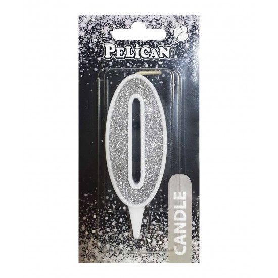 Свічка для торта Pelican "0" СРІБЛО 7см Срібний Pelican (867020)