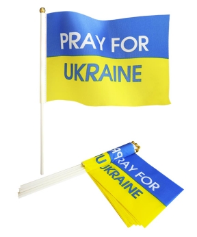 Прапорець 14 х 21см "PRAY FOR UKRAINE" Жовто-блакитний Unison (780023)