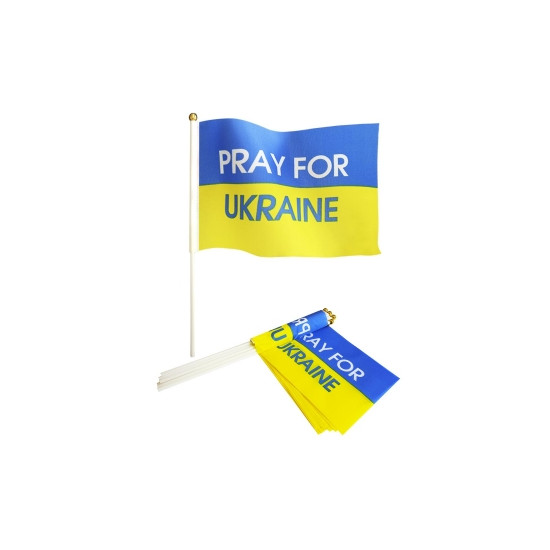 Прапорець 14 х 21см "PRAY FOR UKRAINE" Жовто-блакитний Unison (780023)