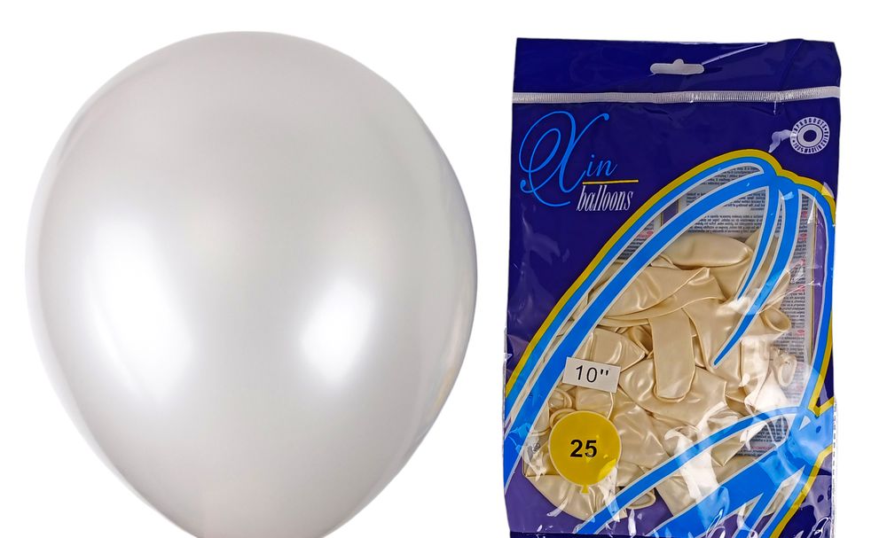 Шарики Balloons 10' (26 см), перламутр белый , 25шт/уп Белый Unison (1025-701)