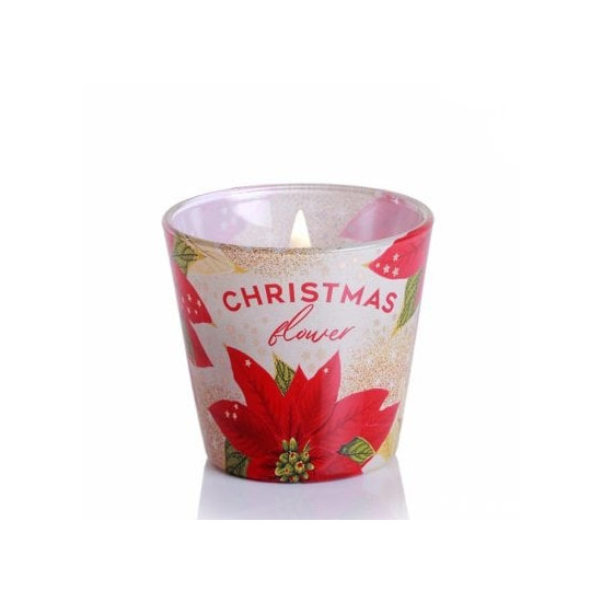 Свічка ароматична "Christmas Flower" Sparkle Gold,  час горіння 30годин, 8см Різнокольоровий Bartek Candles (67232)