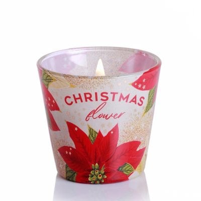 Свічка ароматична "Christmas Flower" Sparkle Gold,  час горіння 30годин, 8см Різнокольоровий Bartek Candles (67232)