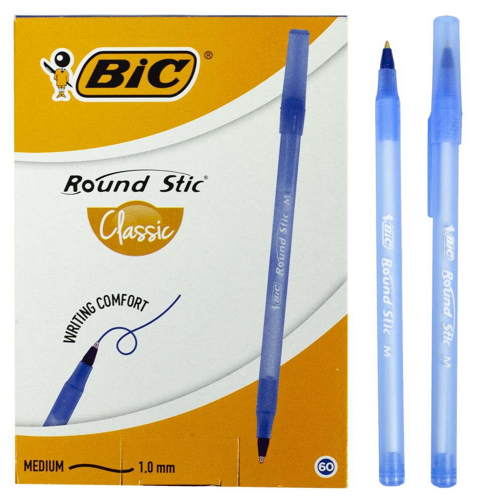 Ручка шар. Round Stik, 1мм, синя BIC (6378)