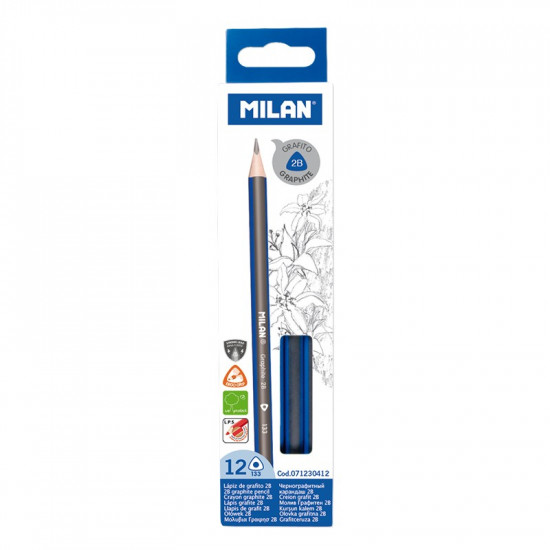 Олівець ч/гр, трикутний 2ВTM "MILAN" 12шт., D2,4mm Milan (071230412)