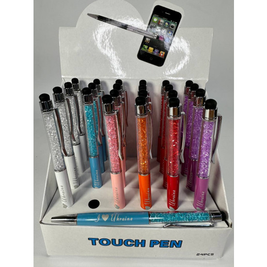 Ручка кулькова "Touch pen (стилус)-Ilove Ukraine-зі стразами" в / в, латунь, 6кол Unison (472-U)