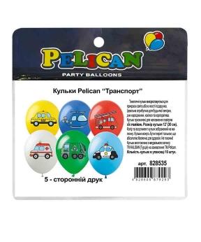 Кульки Pelican 12"(30сm) "Транспорт" 5-стор 10шт Різнокольоровий Pelican (828535)