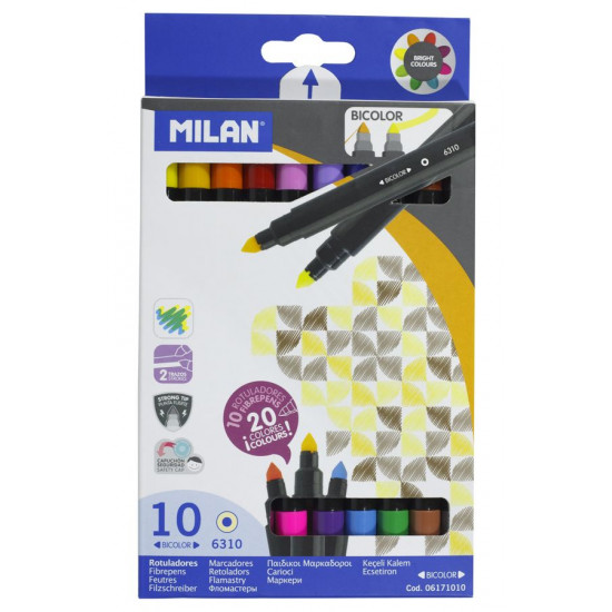 Набір подвійних фломастерів 06171010  ТМ "MILAN" 10цв. 0,5mm (06171010)