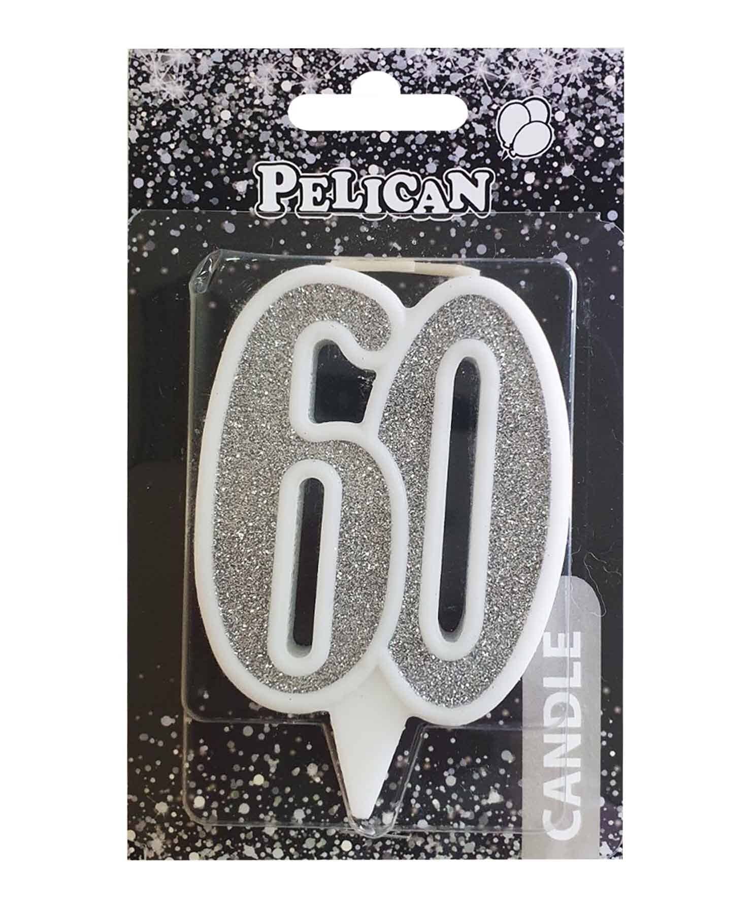 Свеча юбилейная для торта Pelican "60" СЕРЕБРО 7см Серебряный Pelican (867260)