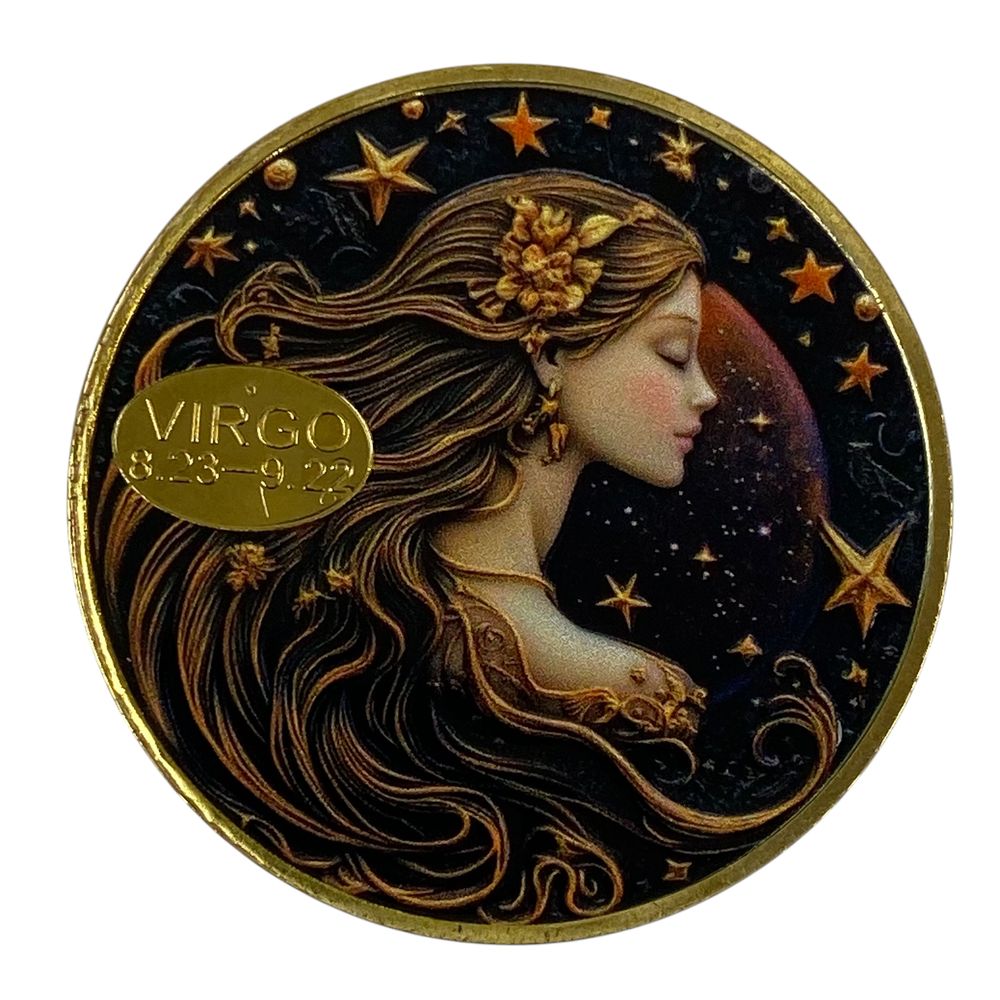 Монета-сувенир с изображением знака зодиака "Дева", 4см в капсулах (Cs - Virgo)