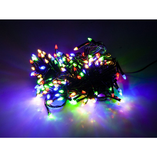 Гирлянда LED 200 - конус , провод черный (8 режимов) (2-7)