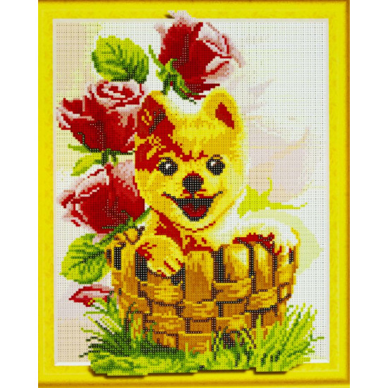 Алмазная мозаика 3D по номерам 40*50см "Щенок в корзине" 006 (006)