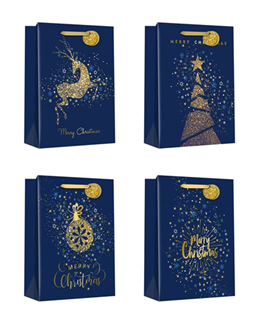 Пакет 2044 L подарунковий "Merry Christmas" 44x31x12cm , 210гр., 4 дизайни (2044 L)