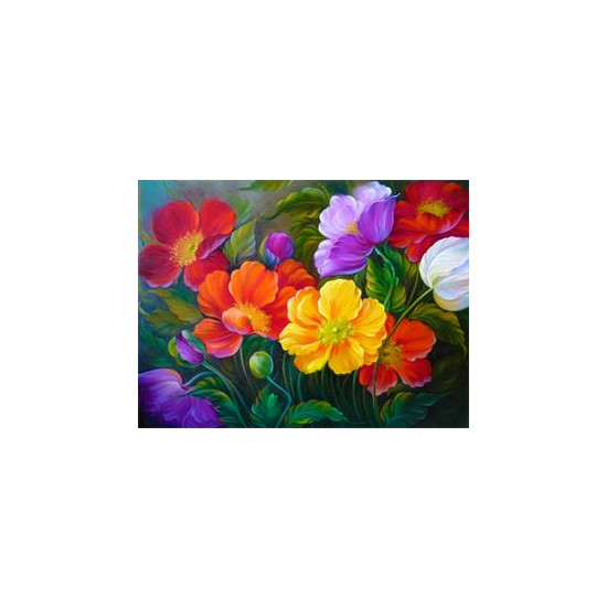 Алмазная мозаика по номерам 40*50см "Разноцветные цветы" (GLE71081)