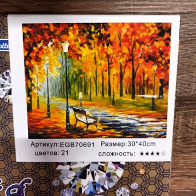 Алмазная мозаика по номерам 30*40см "Осенний парк" карт уп. (холст на раме) (70691GB)