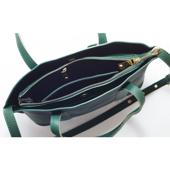 Сумка женская зеленая 24х36см + косметичка 21х27см экокожа (7203 green)