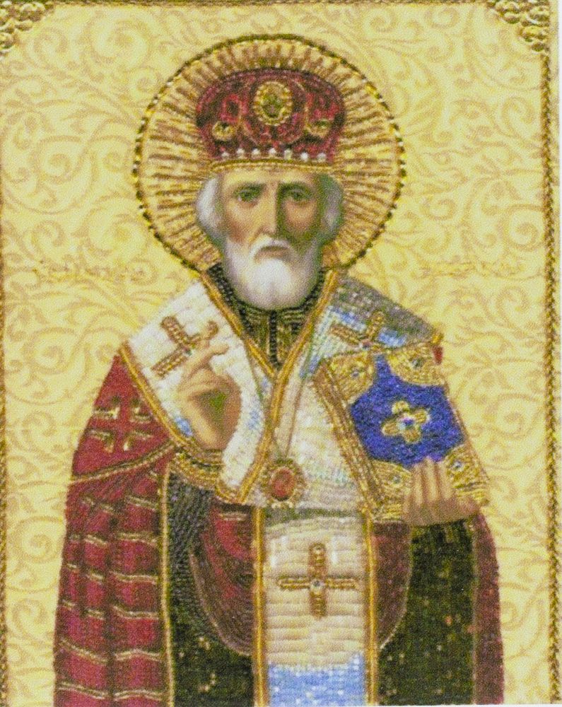 Алмазная мозаика по номерам 30*40см "Николай Чудотворец" в рулоне (70495 GBR)