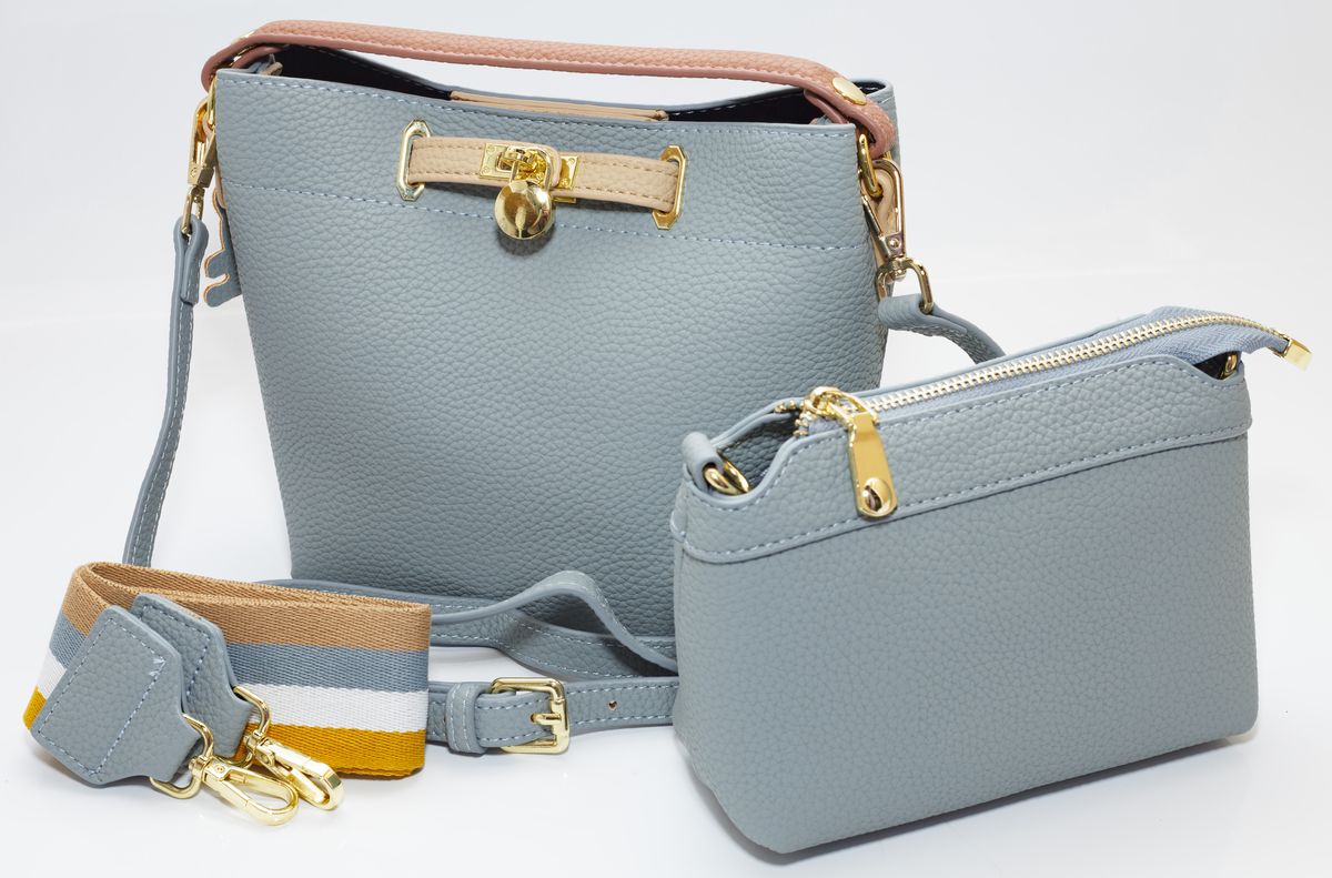 Сумка жіноча блакитна 18х22 + косметичка 12х20см екошкіра (P102 light blue)