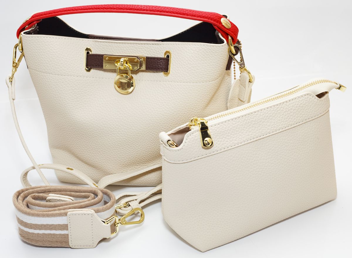 Сумка жіноча біла 21х26см + косметичка 14,5х22см екошкіра (921-3 white)