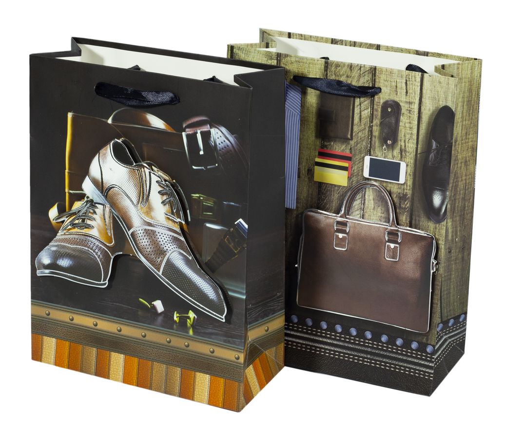 Пакет подарунковий 8286-S, чоловічий -4 дизайни, 210g, 18x24x8cm (8286-S)