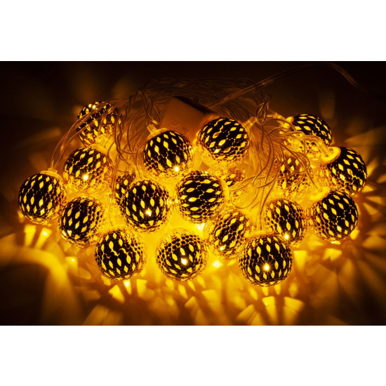ЗОЛОТО 20 LED, "Сетка -ананас", 5м + переходник, теплый белый (1686-07)