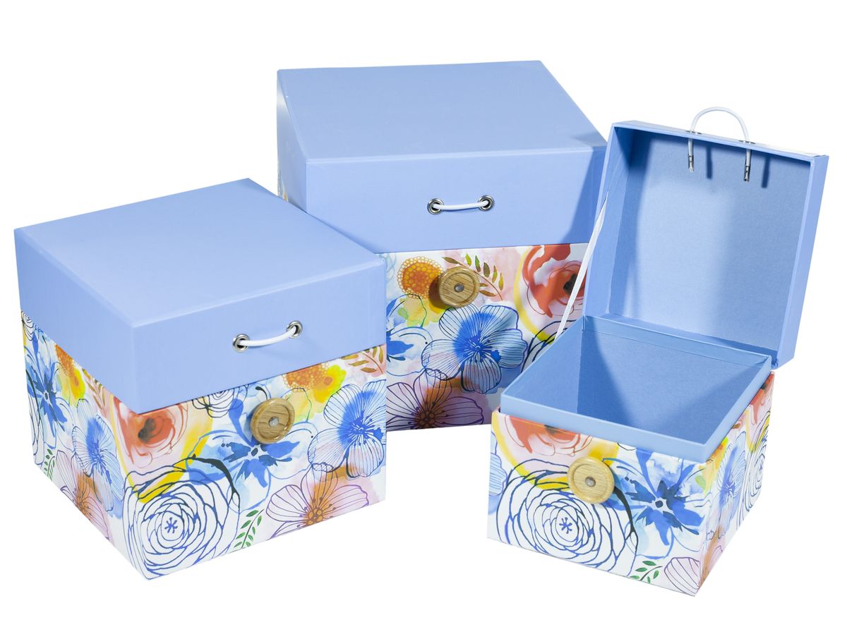Подарункова коробка 7083, квадратна блакитна, з ДЕФЕКТОМ, 12x12x12см Блакитний Unison (7083 №3)