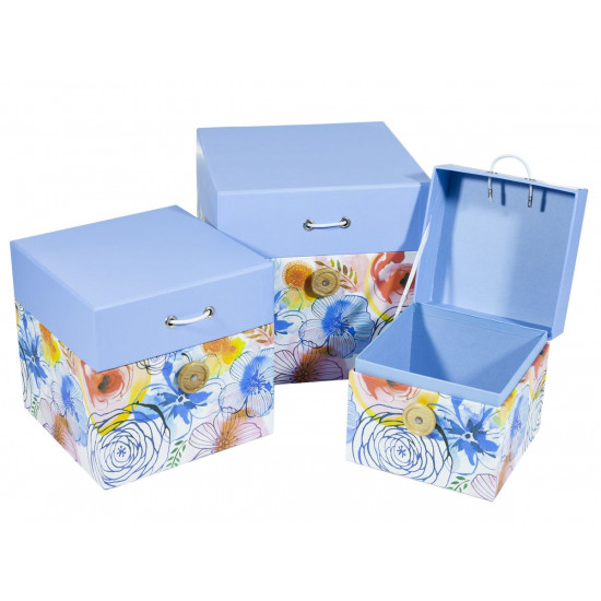 Подарункова коробка 7083, квадратна блакитна, з ДЕФЕКТОМ, 12x12x12см Блакитний Unison (7083 №3)