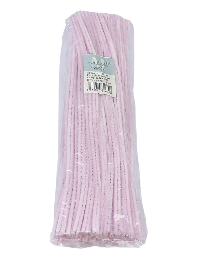Синельная проволока, 300 х 6мм бледно розовый, 100 шт (C30148 pale pink-KR-002)