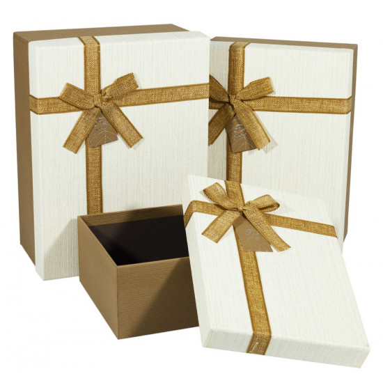 Коробка 9320-15Q-2 подарункова прямокутна світло-коричнева, 29x22x12.5cm/27x20x10.7cm/24.5x17.5x9cm., 3шт. в наборі (9320-15Q-2)