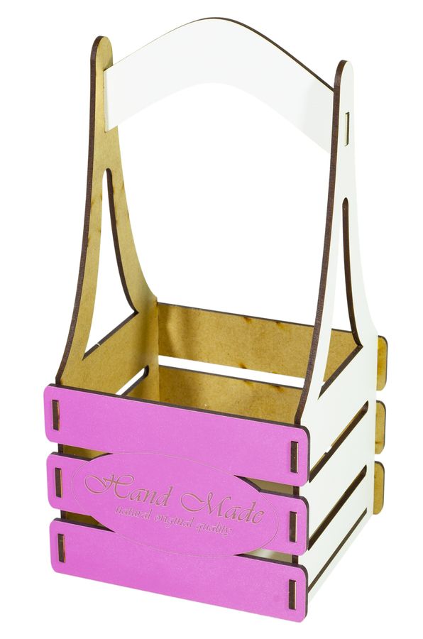 Кошик "Hand Made" із фанери 13х10х12см h25 колiр "рожевий" (BaWT-S pink - H)