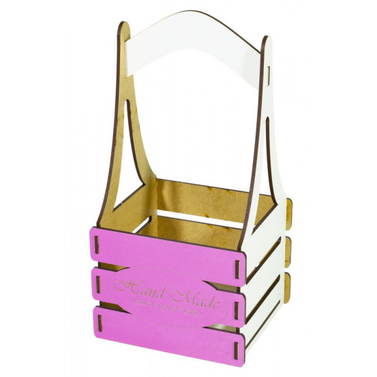 Кошик "Hand Made" із фанери 13х10х12см h25 колiр "рожевий" (BaWT-S pink - H)