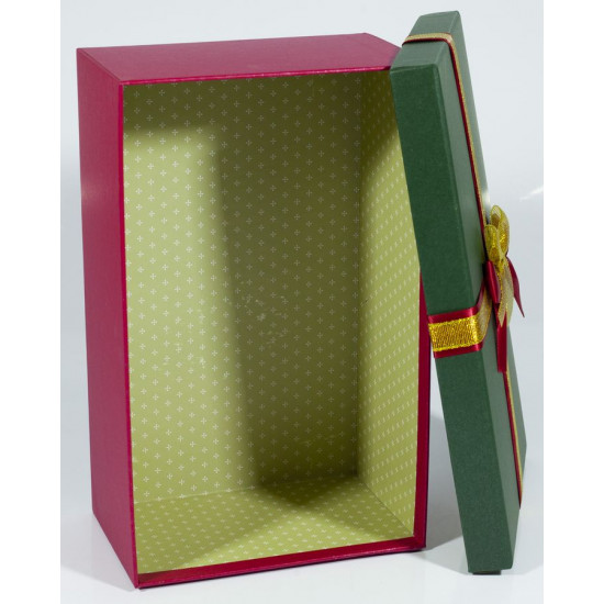 Подарункова коробка 09195-14, прямокутна зелена з червоним, 32х21х13.5cm/29х18х11.5/26х15х9.5cm 3шт. в наборі (09195-14)