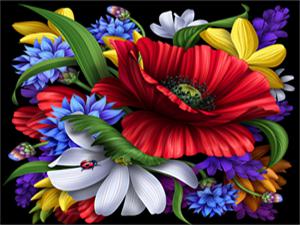 Алмазная мозаика по номерам 30*40см "Цветы" (GLD60144)