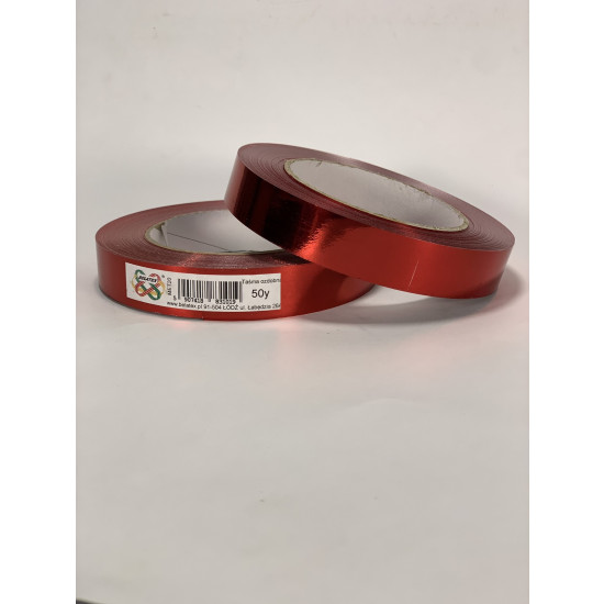 Лента пластиковая 2см, 50 ярд, красная металлизированная , BELATEX (MET20-red)