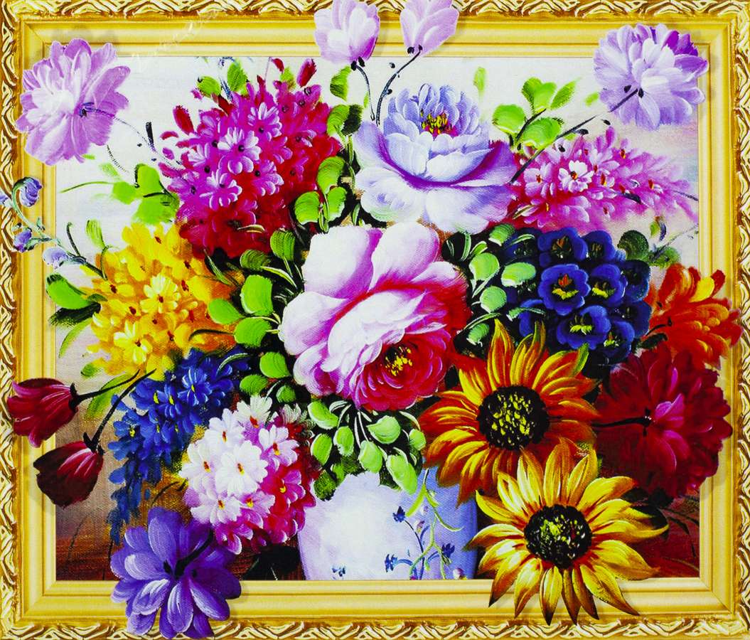 Алмазная мозаика 3D по номерам 40*50см "Букет лета" (0497)