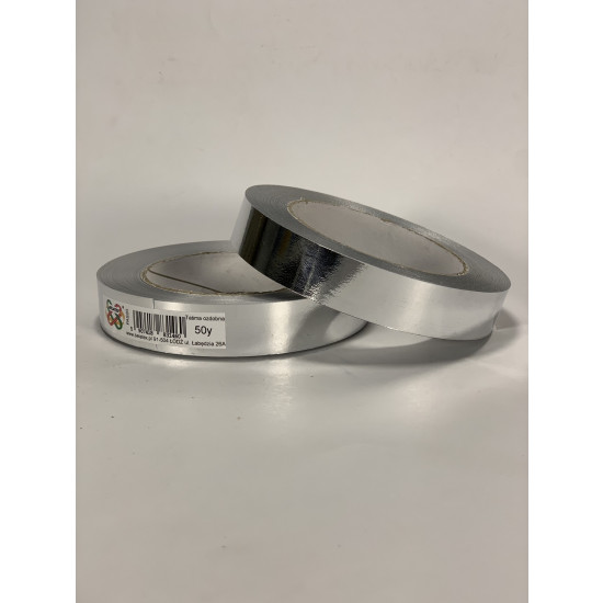 Лента пластиковая 2см, 50 ярд, серебрянная металлизированная , BELATEX (MET20-silver)